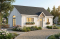Vue avant - MODÈLE DE BASE - Plan de petite maison plain-pied pas cher style farmhouse, lumineux, idéal pour premier achat ou petit budge - Batiscan