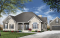 Vue avant - MODÈLE DE BASE - Plan de bungalow ranch, 3 chambres, superbe suite des parents, plafond cathédrale au salon, foyer, lumière - Colin