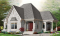 Vue avant - MODÈLE DE BASE - Petit bungalow style manoir conçu pour baby-boomer, une seule chambre et terrasse couverte - Tassigny
