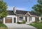 Version couleur no. 1 - Vue avant - Plan d'un grand bungalow avec garage, 3 chambres, belle cuisine avec îlot, foyer au salon, buanderie - Bermond