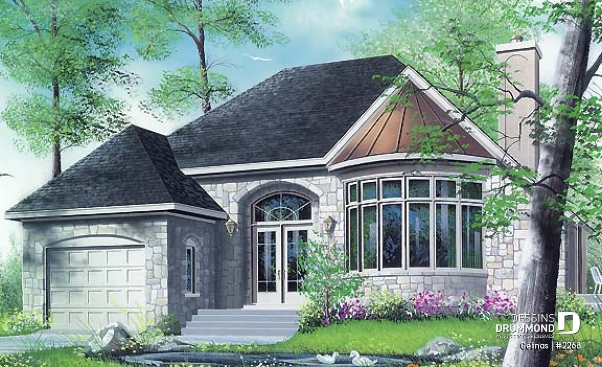 Vue avant - MODÈLE DE BASE - Modèle avec garage et options : 2 ch. ou une grande suite des maîtres  - Gélinas