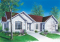 Vue avant - MODÈLE DE BASE - Plan de bungalow confortable, 3 chambres (ou 2 chambres + bureau), garage double - Faubert