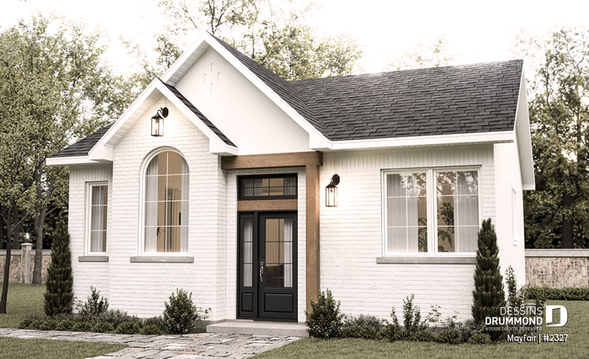 Vue avant - MODÈLE DE BASE - Plan de plain-pied, 2 à 5 chambres, 1 ou 2 sdb, cuisine avec îlot, sous-sol aménagé optionnel ($) - Mayfair
