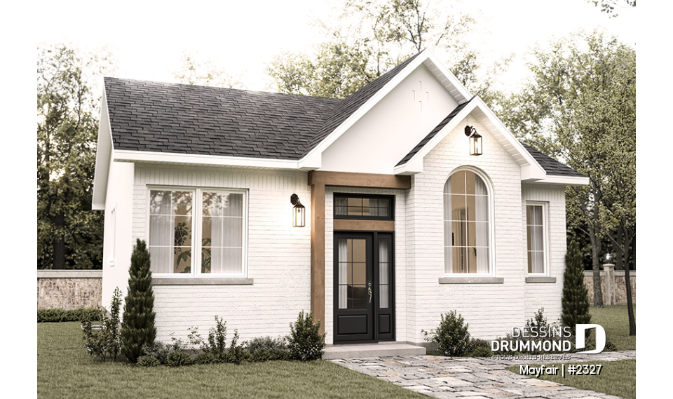 Vue avant - MODÈLE DE BASE - Plan de plain-pied, 2 à 5 chambres, 1 ou 2 sdb, cuisine avec îlot, sous-sol aménagé optionnel ($) - Mayfair
