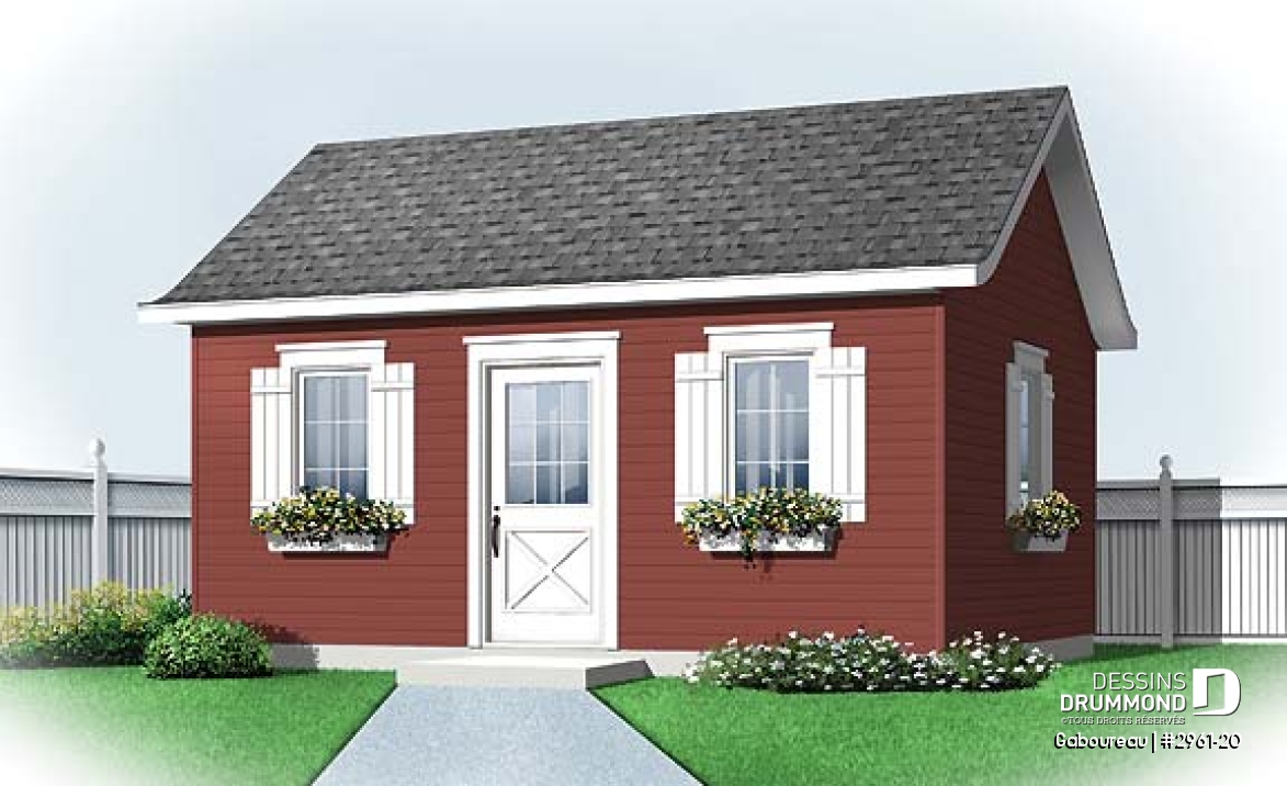 Vue avant - MODÈLE DE BASE - Plan de remise (cabanon) traditionnelle à très bon prix - Gaboureau