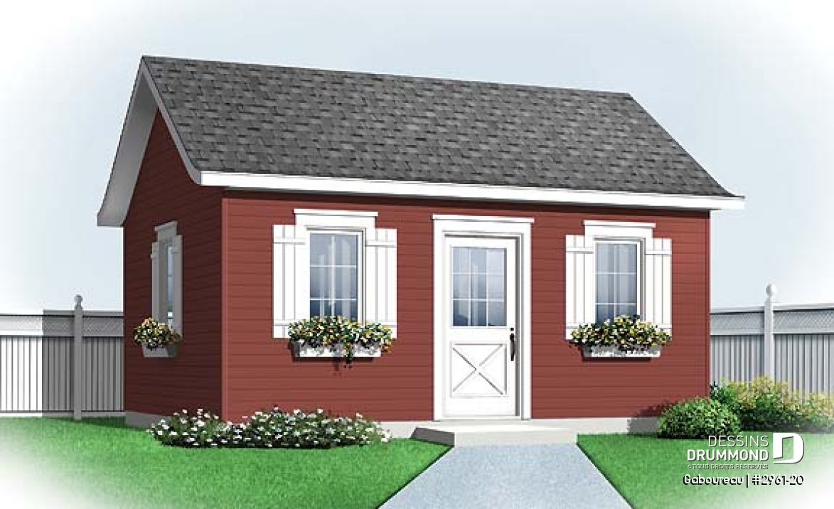 Vue avant - MODÈLE DE BASE - Plan de remise (cabanon) traditionnelle à très bon prix - Gaboureau