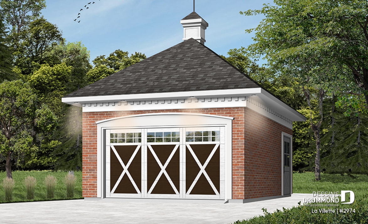 Vue avant - MODÈLE DE BASE - Plan de garage style Victorien pour une voiture - La Villette