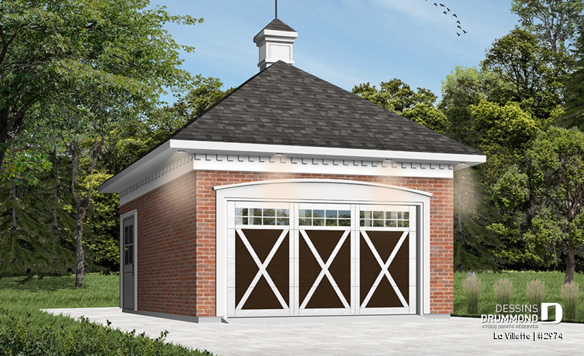 Vue avant - MODÈLE DE BASE - Plan de garage style Victorien pour une voiture - La Villette