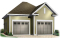 Vue avant - MODÈLE DE BASE - Modèle de plan de garage double détaché, de style champêtre, avec plafond à plus de 10' - Carlington