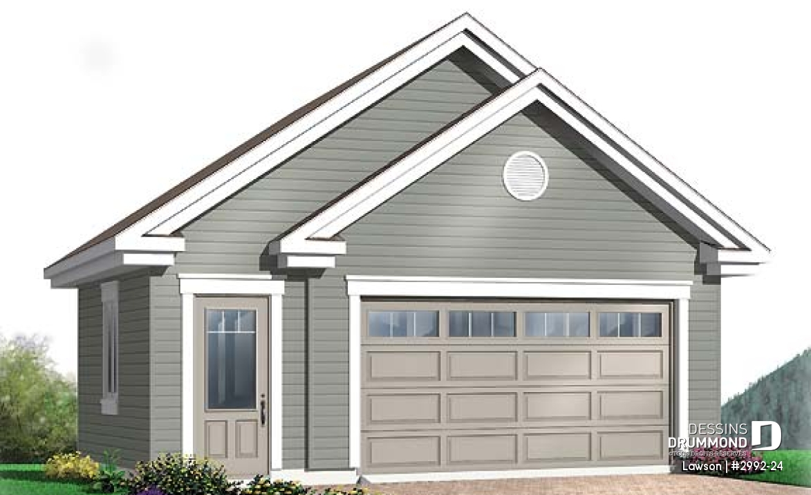 Vue avant - MODÈLE DE BASE - Plan de garage double, traditionnel, style architectural original - Lawson