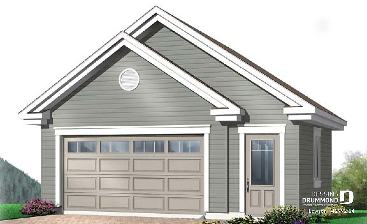 Vue avant - MODÈLE DE BASE - Plan de garage double, traditionnel, style architectural original - Lawson
