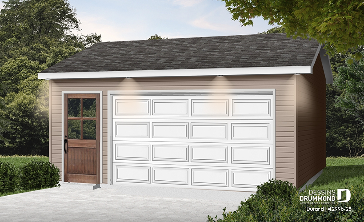 Vue avant - MODÈLE DE BASE - Garage double de style champêtre  - Durand