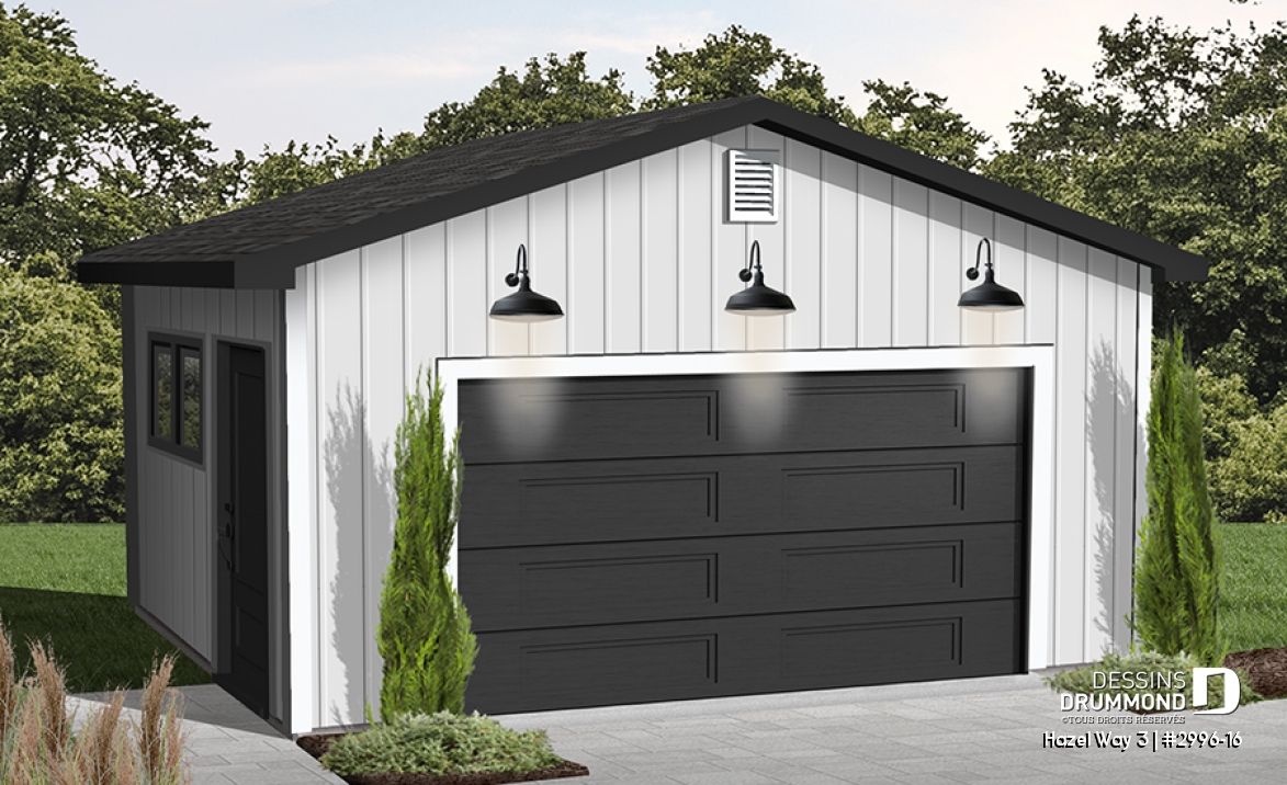 Version couleur no. 1 - Vue avant - Plan de garage de style traditionnel pour une voiture - Hazel Way 3