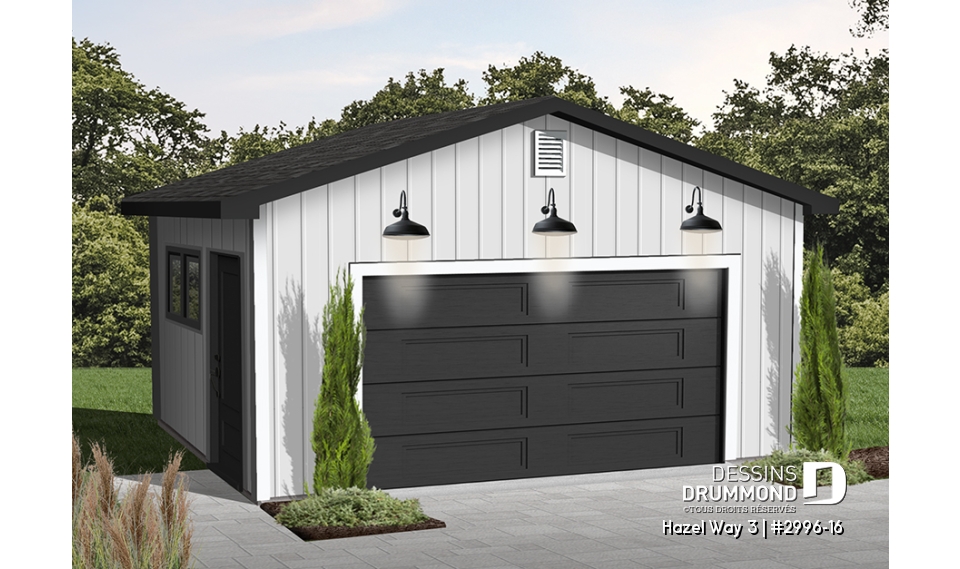 Version couleur no. 1 - Vue avant - Plan de garage de style traditionnel pour une voiture - Hazel Way 3