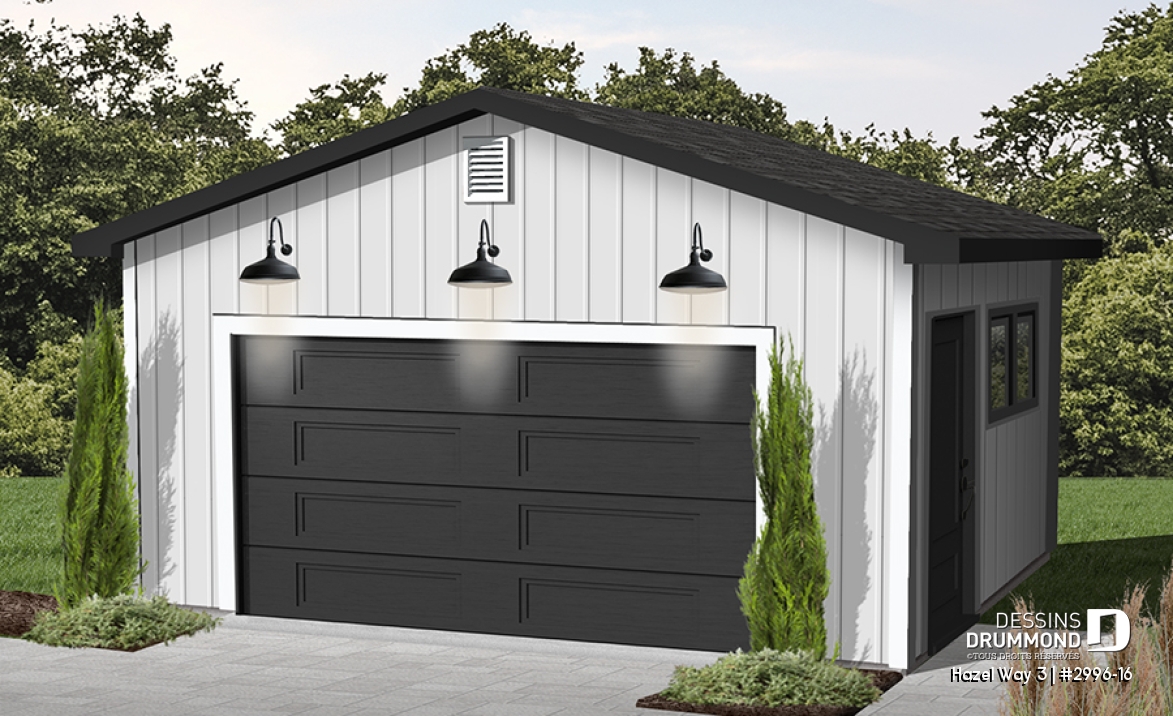 Version couleur no. 1 - Vue avant - Plan de garage de style traditionnel pour une voiture - Hazel Way 3