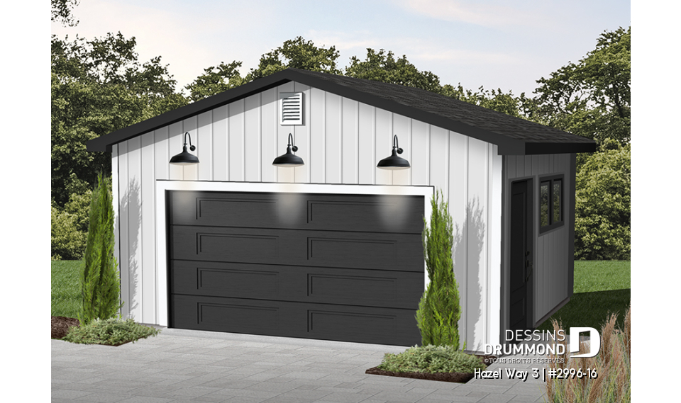 Version couleur no. 1 - Vue avant - Plan de garage de style traditionnel pour une voiture - Hazel Way 3