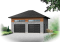 Vue avant - MODÈLE DE BASE - Garage double de style contemporain avec beaucoup de lumière, et rangement en mezzanine - Bourgogne 3