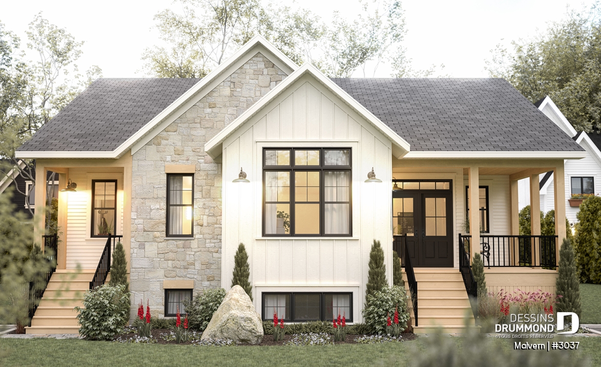 Vue avant - MODÈLE DE BASE - Plan de maison intergénérationnelle, côté logement principal, jusqu'à 5 chambres sont prévues! - Malvern