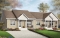 Vue avant - MODÈLE DE BASE - Plan de maison jumelé, 2 chambres, belle galerie avant, buanderie au rez-de-chaussée, comptoir-lunch - Desrosiers