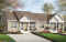 Vue avant - MODÈLE DE BASE - Plan de maison jumelé, 2 chambres, belle galerie avant, buanderie au rez-de-chaussée, comptoir-lunch - Desrosiers