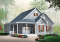 Vue avant - MODÈLE DE BASE - Plan plain-pied champêtre, balcon avant abrité, vestibule fermé, buanderie près de cuisine, îlot, 2 chambres - La Vallée