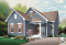 Vue avant - MODÈLE DE BASE - Plan de maison plain-pied champêtre, abordable, 2 chambres, foyer, pour terrain étroit, sous-sol non-fini - Hale