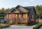 Vue avant - MODÈLE DE BASE - Plan de bungalow ou plain-pied avec façade en brique, 2 chambres, aire ouverte, sous-sol sorti de terre - Cypères 2