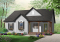 Version couleur no. 1 - Vue avant - Plan d'un bungalow original, cuisine avec îlot, 2 chambres, vestibule, salle de lavage au r-d-c - Gaston