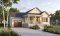Vue avant - MODÈLE DE BASE - Plan de bungalow champêtre avec garage, accès au sous-sol par garage, à aire ouverte, ìlot à la cuisine - Lysées 2