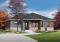 Vue avant - MODÈLE DE BASE - Plan de bungalow moderne urbain, 2 grandes chambres, vestibule fermé, aire ouverte cuisine / salon - Bourgade 3