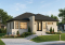 Vue avant - MODÈLE DE BASE - Plan de maison moderne 2 chambres, vestibule, îlot à la cuisine, laveuse/sécheuse au rez-de-chaussée - Camélia 2