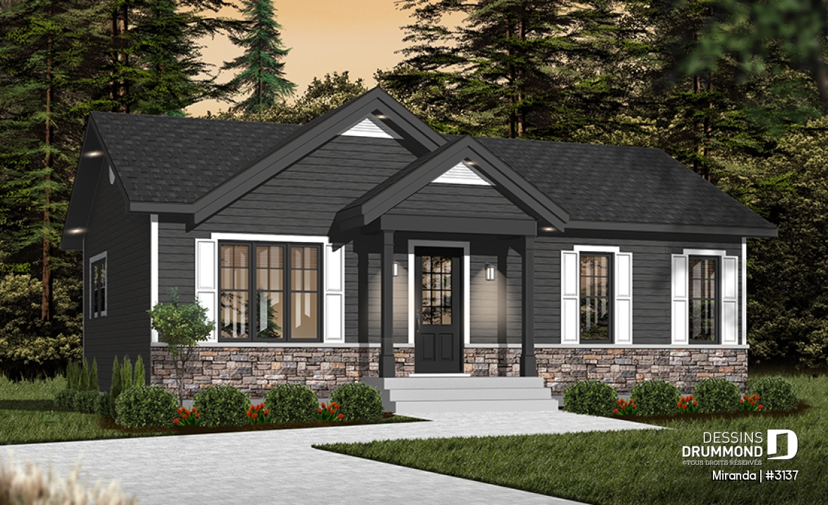 Vue avant - MODÈLE DE BASE - Un modèle de maison farmhouse abordable pensé pour les besoins réels des jeunes familles - Miranda