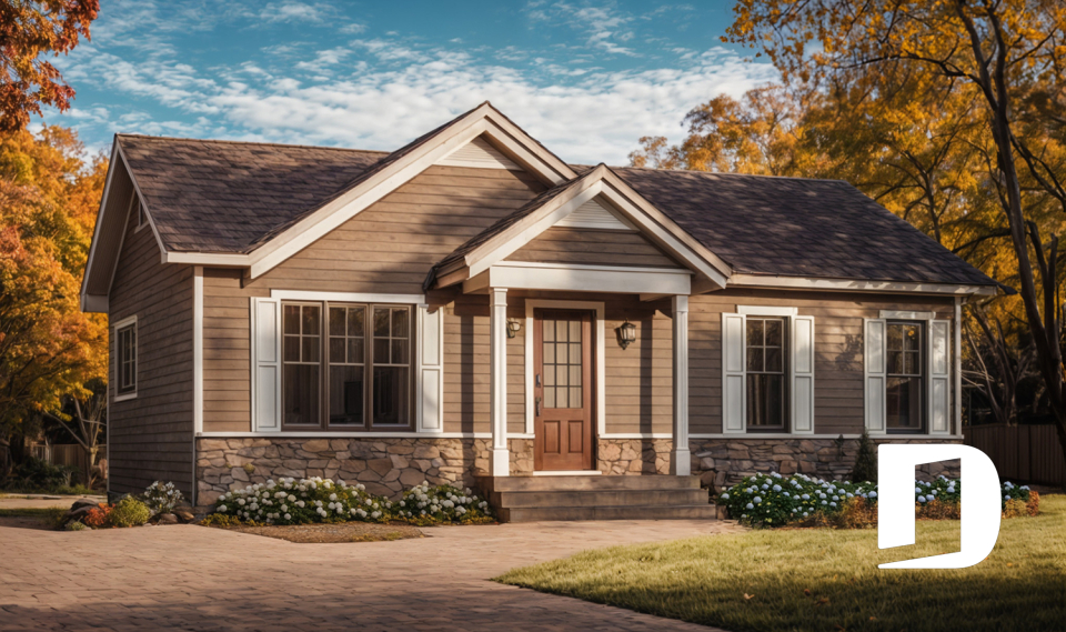 Vue avant - MODÈLE DE BASE - Un modèle de maison farmhouse abordable pensé pour les besoins réels des jeunes familles - Miranda