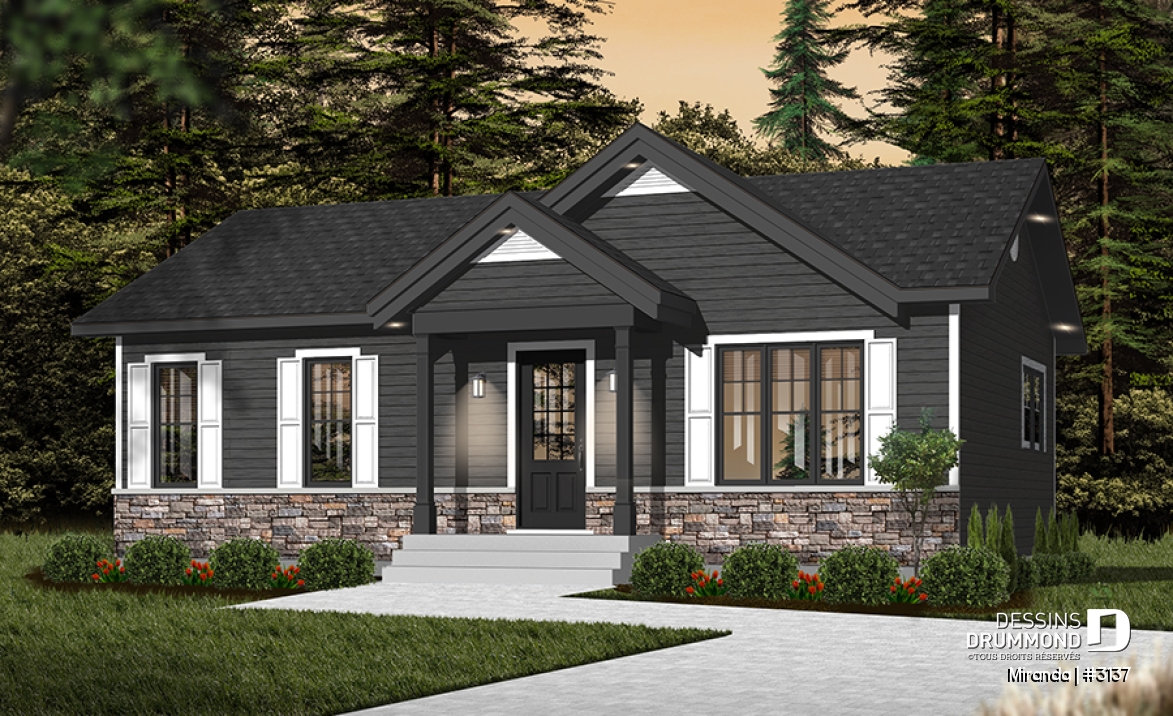 Vue avant - MODÈLE DE BASE - Un modèle de maison farmhouse abordable pensé pour les besoins réels des jeunes familles - Miranda