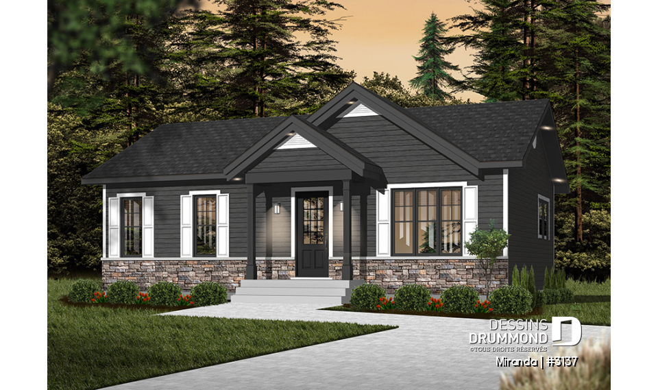Vue avant - MODÈLE DE BASE - Un modèle de maison farmhouse abordable pensé pour les besoins réels des jeunes familles - Miranda