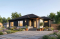 Vue avant - MODÈLE DE BASE - Plan de maison contemporaine 2 chambres avec secteur familial à l'arrière, sous-sol à aménager - Debray