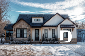 Vue avant - MODÈLE DE BASE - Plain-pied Farmhouse 1 à 4 chambres, bureau, cuisine avec garde-manger, finition sous-sol optionnelle ($) - Muskoka