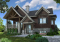 Vue avant - MODÈLE DE BASE - Plan maison 2 chambres, style chalet, balcon avant couvert, poêle à bois, îlot et garde-manger - Lakewood