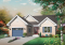 Vue avant - MODÈLE DE BASE - Plan de maison 1 étage, 3 chambres, garage, grande salle familiale, coin ordinateur, style Cape Cod, foyer - Frangelica 2