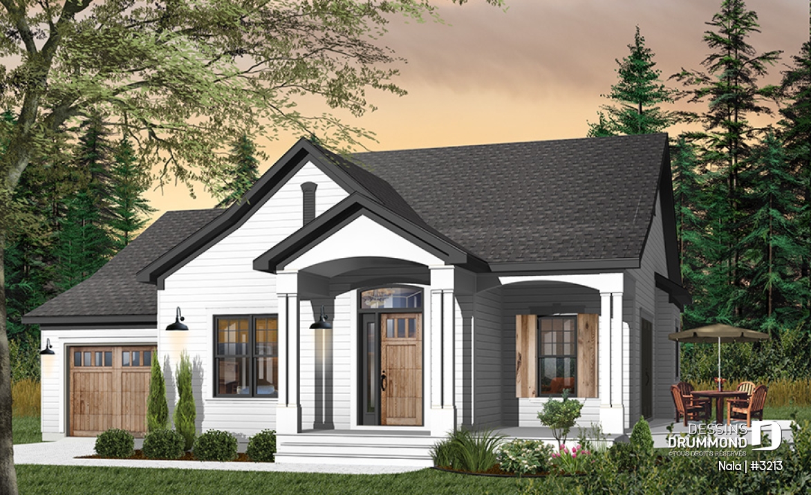 Version couleur no. 3 - Vue avant - Plan de plain-pied, garage, 2 chambres (superbe suite des parents), 2 salles de bain, plafond 9' et plus! - Nala