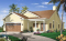 Vue avant - MODÈLE DE BASE - Plan de bungalow 3 chambres avec garage double, plafond de 9' et 11', terrasse abritée, buanderie, foyer - Auriac