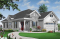 Vue avant - MODÈLE DE BASE - Plan de plain-pied pour terrain étroit, 3 chambres, garage double, buanderie, foyer, terrasse abritée - Cardinal