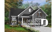 Version couleur no. 2 - Vue avant - Plan de maison plain-pied économique champêtre, 2 chambres, îlot de cuisine, sous-sol aménageable - L'abri Côtier