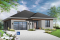 Vue avant - MODÈLE DE BASE - Plan de bungalow adapté fauteuil roulant, 2 chambres, plafond 9pi., foyer, grande terrasse abritée - Rochefort