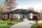 Vue avant - MODÈLE DE BASE - Plan de maison moderne, grand garage, 2 chambres, grand cuisine avec îlot central, buanderie au rdc. - Gamelin