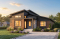 Vue avant - MODÈLE DE BASE - Plan de bungalow 1 chambre avec toit en pente de style contemporain rustique, aire ouverte, vestiaire - Oxford