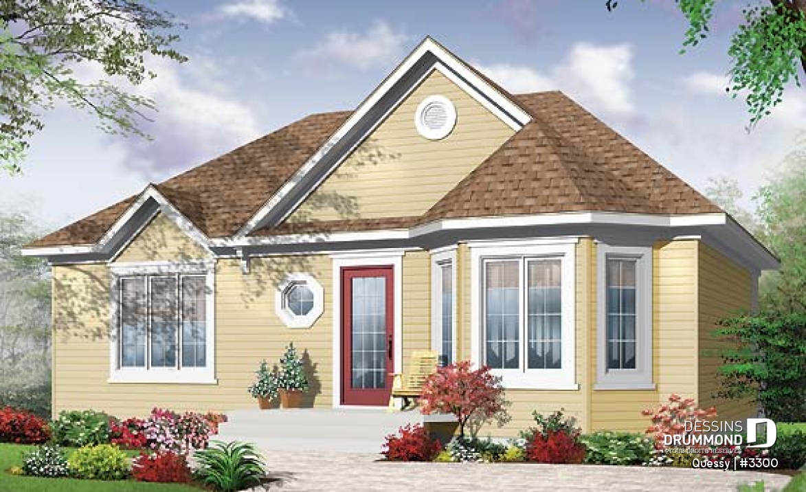 Vue avant - MODÈLE DE BASE - Bungalow traditionnel, 2 chambres, sous-sol aménageable, bon prix - Quessy