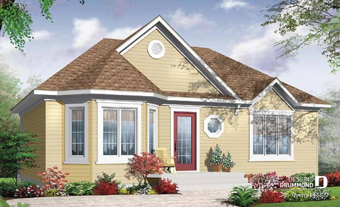 Vue avant - MODÈLE DE BASE - Bungalow traditionnel, 2 chambres, sous-sol aménageable, bon prix - Quessy