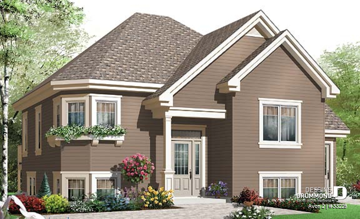 Vue avant - MODÈLE DE BASE - Bungalow abordable, appartement une chambre au sous-sol, bachelor, 3 à 4 chambres à l'unité principale - Avon 2