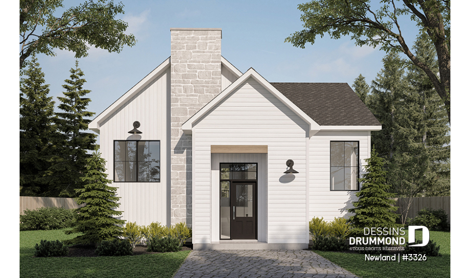 Vue avant - MODÈLE DE BASE - Maison split-level 1 à 3 chambres, superbe fenestration à l'arrière, sous-sol aménagé optionnel ($) - Newland